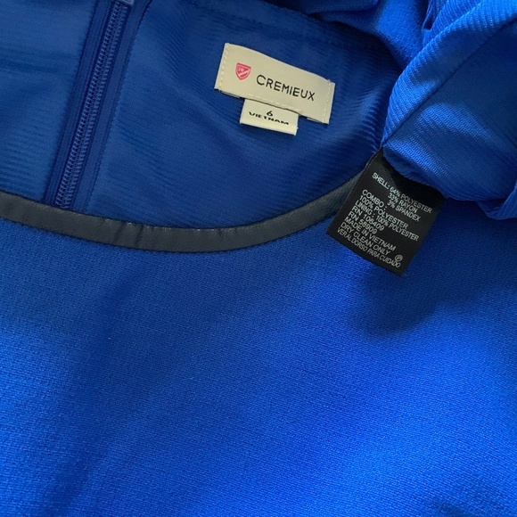 Cremieux Royal Blue Faux Leather Detail Cap Sleeve - Picture 7 of 7